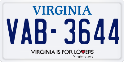 VA license plate VAB3644