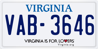 VA license plate VAB3646
