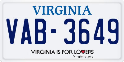 VA license plate VAB3649