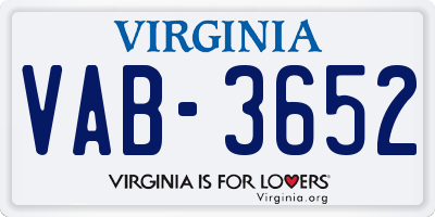 VA license plate VAB3652