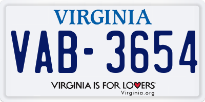 VA license plate VAB3654