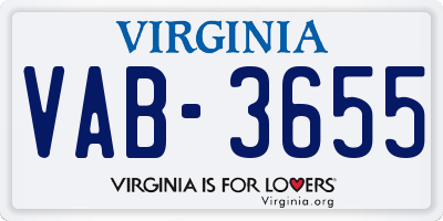 VA license plate VAB3655