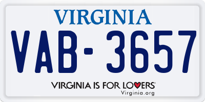 VA license plate VAB3657