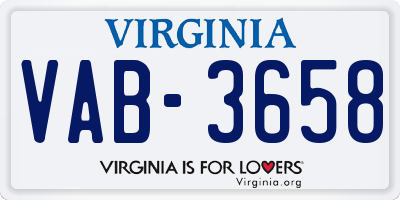 VA license plate VAB3658