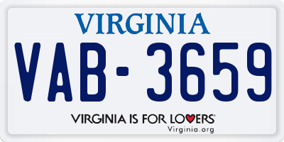 VA license plate VAB3659