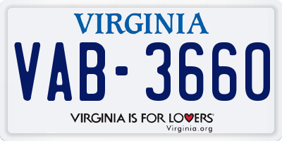 VA license plate VAB3660