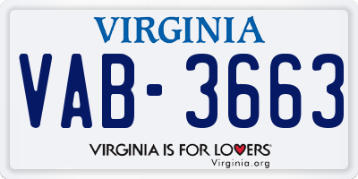 VA license plate VAB3663