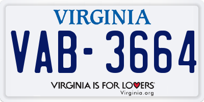 VA license plate VAB3664