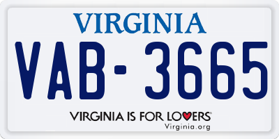 VA license plate VAB3665