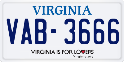 VA license plate VAB3666