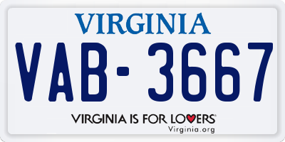 VA license plate VAB3667