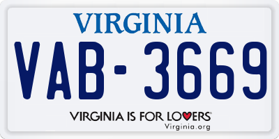 VA license plate VAB3669
