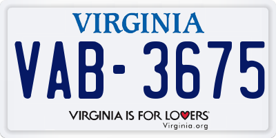 VA license plate VAB3675