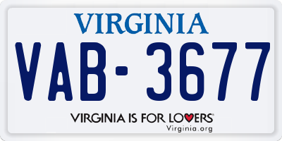 VA license plate VAB3677