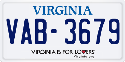 VA license plate VAB3679