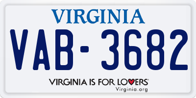 VA license plate VAB3682