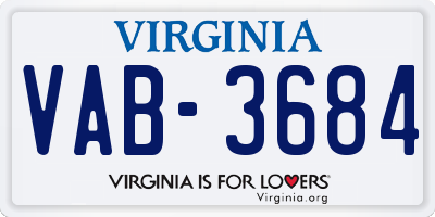 VA license plate VAB3684