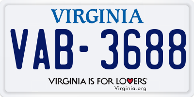 VA license plate VAB3688