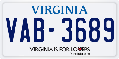 VA license plate VAB3689