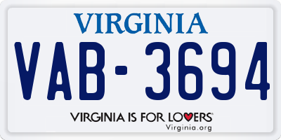 VA license plate VAB3694