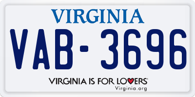 VA license plate VAB3696