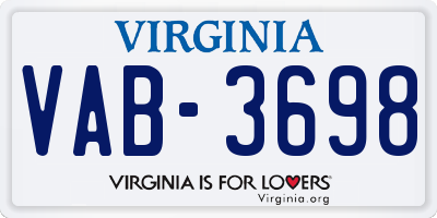 VA license plate VAB3698