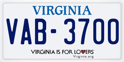 VA license plate VAB3700