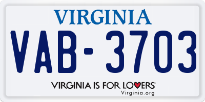 VA license plate VAB3703