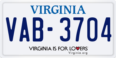 VA license plate VAB3704