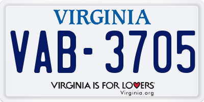 VA license plate VAB3705