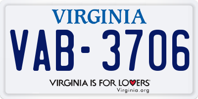 VA license plate VAB3706