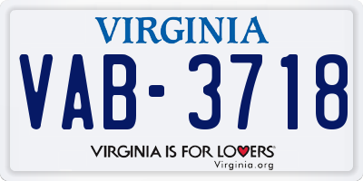 VA license plate VAB3718