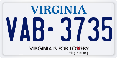 VA license plate VAB3735