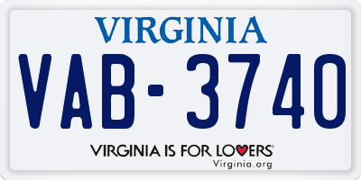 VA license plate VAB3740