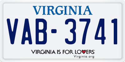 VA license plate VAB3741