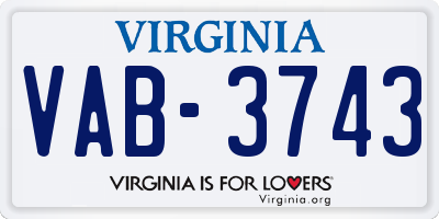 VA license plate VAB3743