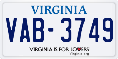 VA license plate VAB3749