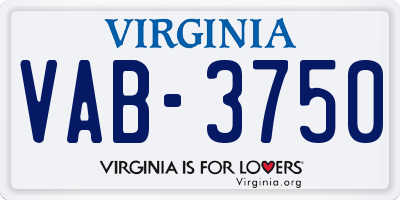 VA license plate VAB3750