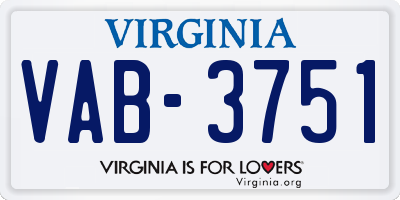 VA license plate VAB3751