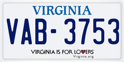 VA license plate VAB3753