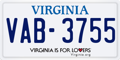 VA license plate VAB3755