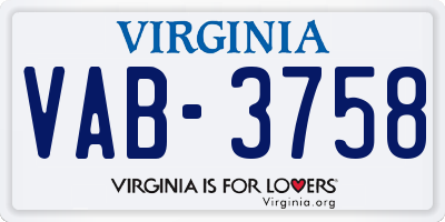 VA license plate VAB3758