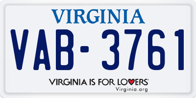 VA license plate VAB3761