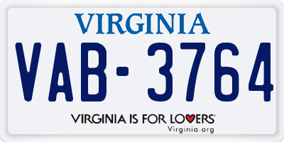 VA license plate VAB3764