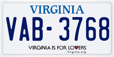 VA license plate VAB3768