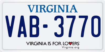 VA license plate VAB3770