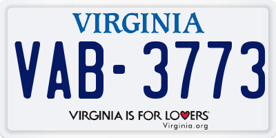 VA license plate VAB3773