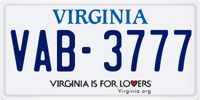 VA license plate VAB3777