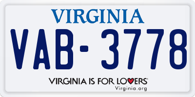 VA license plate VAB3778