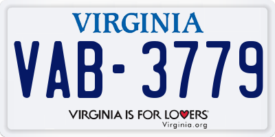 VA license plate VAB3779